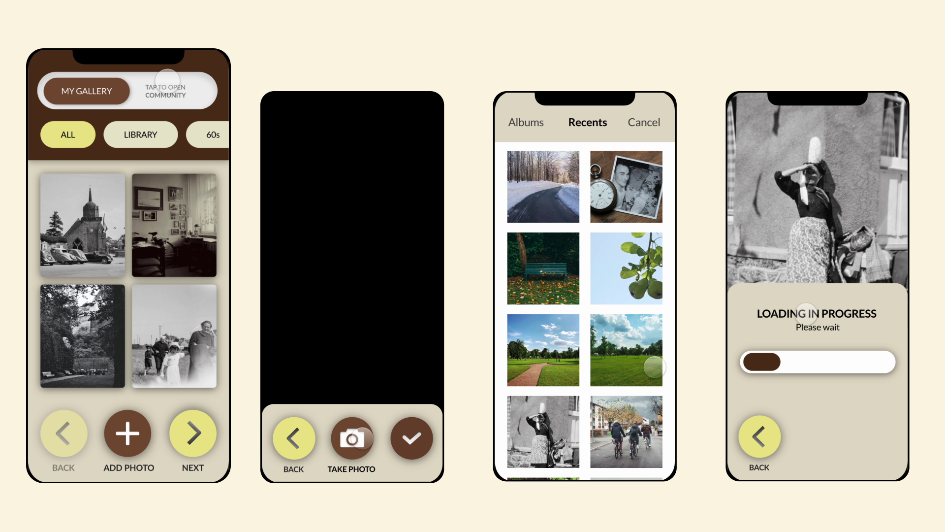 First iteration mockup for My Gallery screen